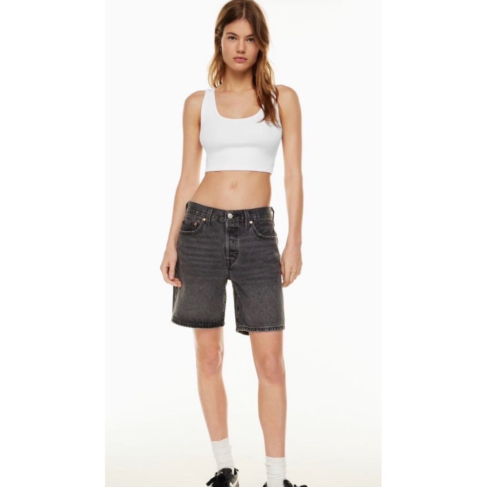 Levis 501 Original Premium Denim Shorts Black Grey W26 A1962-0007 High Rise